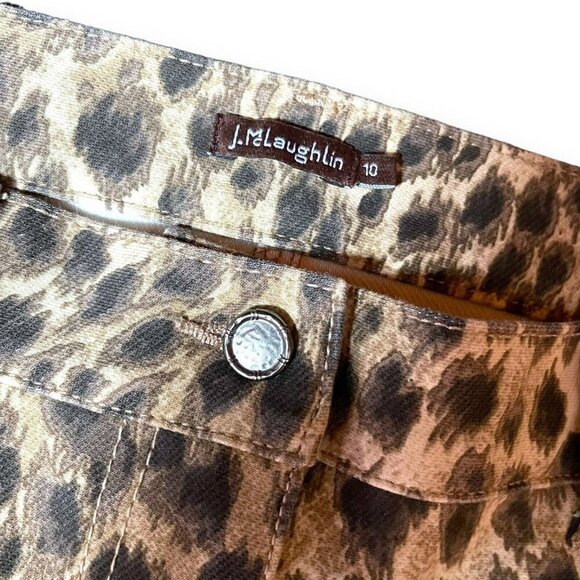 J McLaughlin Womens Baxter Safari Jean Sz 10 Tan Brown Animal Print Skinny Slim - Picture 6 of 10